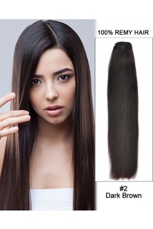 16” Silky Straight Brazilian Remy Hair Weave Weft Human Hair Extension-#2 Dark Brown 16” Silky Straight Brazilian Remy Hair Weave Weft Human Hair Extension-#2 Dark Brown